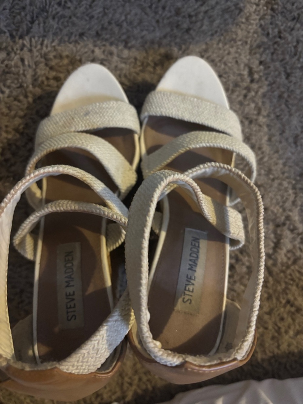 Steve Madden Braided Strap Cream Sandals